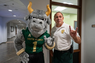 Rocky with Mark Heise, Campus Security Officer