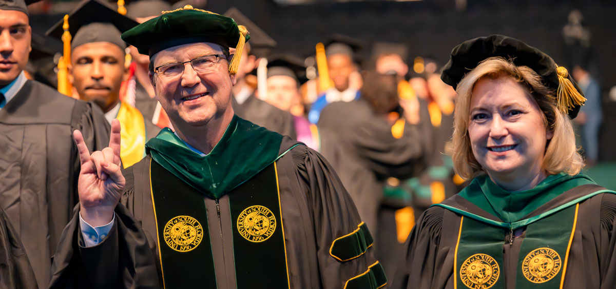 Chancellors Kemker and Hardigree at commencement