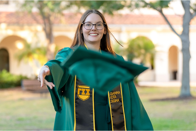 Madison Siefert in academic regalia