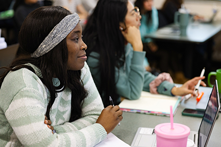 Students attend class