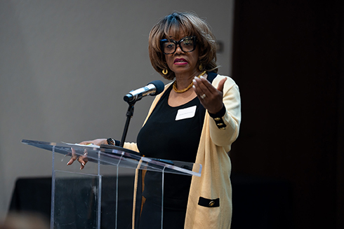 Denise Davis-Cotton speaks at first meeting of the USF Future of Education Think Tank